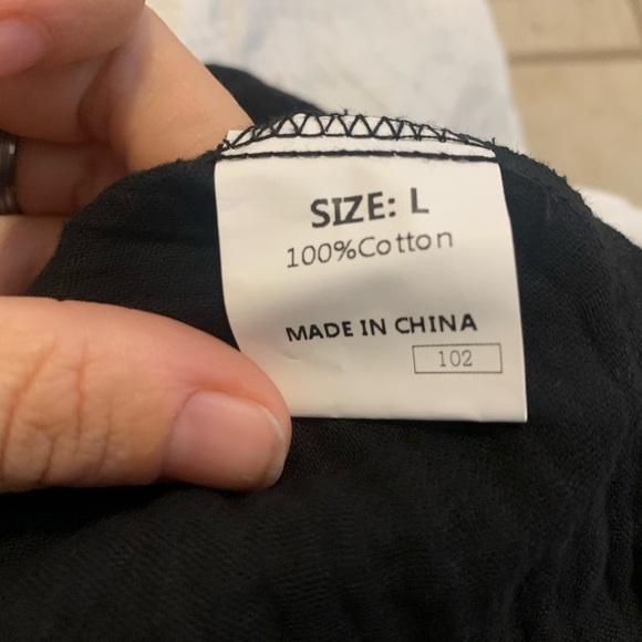 Colorblock Cotton Crinkle Oversized Button Down Shirt Size Large - Picture 2 of 5